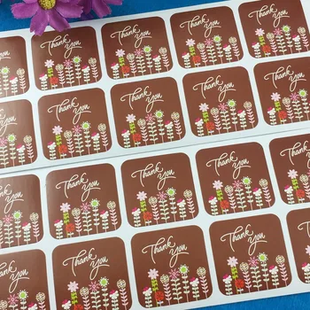 

Wholesale 35mm Lovely Seal Label Sticker 'Thank You' Circle Point Kraft Sticker with Flower 1200PCS/Lot
