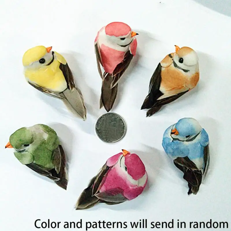 2 Pcs Decorative Birds Simulation Garden Yard Mini Bird Ornaments DIY Decoration With Magnet Color Random