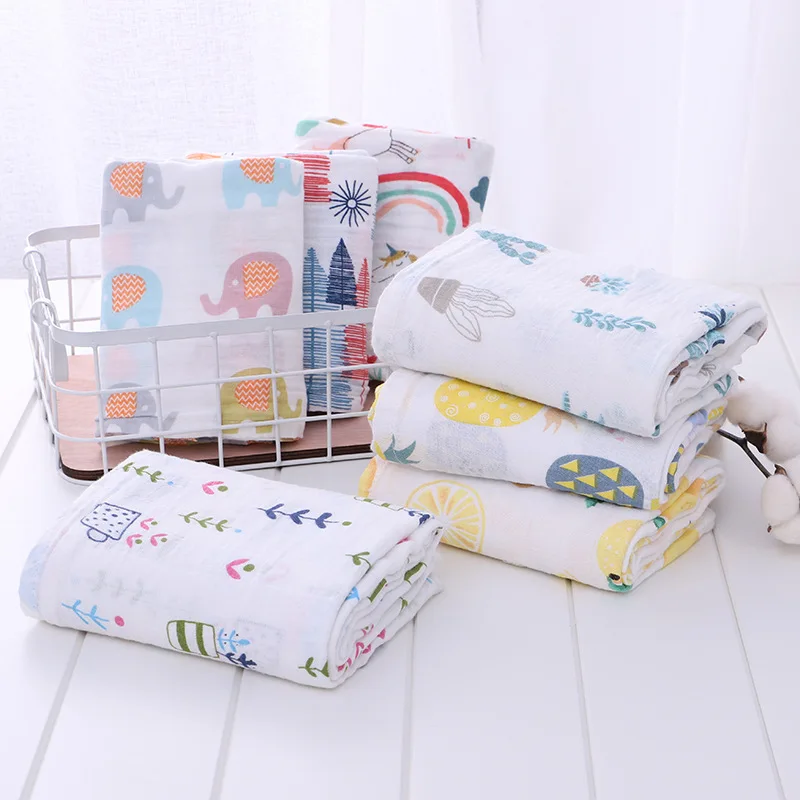 2 Layers Muslin Baby Swaddles Breathable Blankets Newborn Bath Gauze