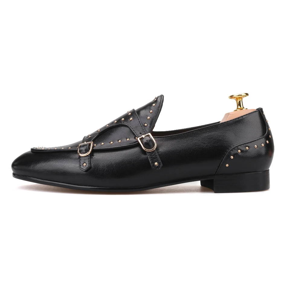 

Men Metal Dress Wedding Loafer Oxford Chic Slip on Shoe Punk Real Leather shoes f10