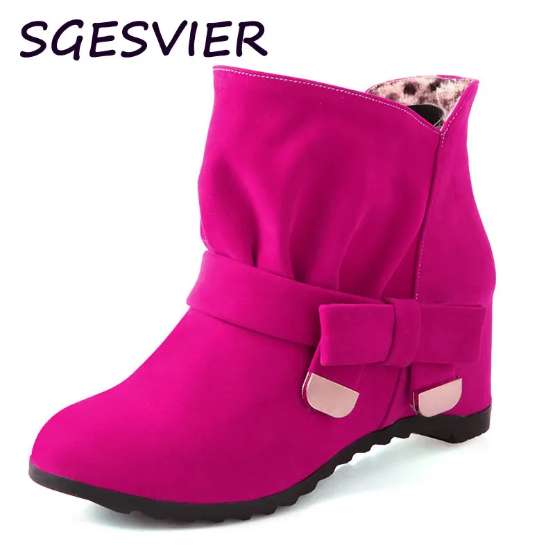 

SGESVIER High Quality PU Material 2017 Spring Autumn Ankle Boots Cute Butterfly-knot Comfortable Sole Woman Shoes for Sale VV604