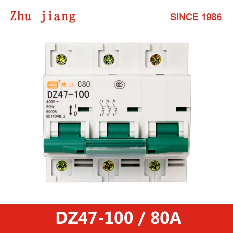 

miniature circuit breaker DZ47-100 3P 80A MCB