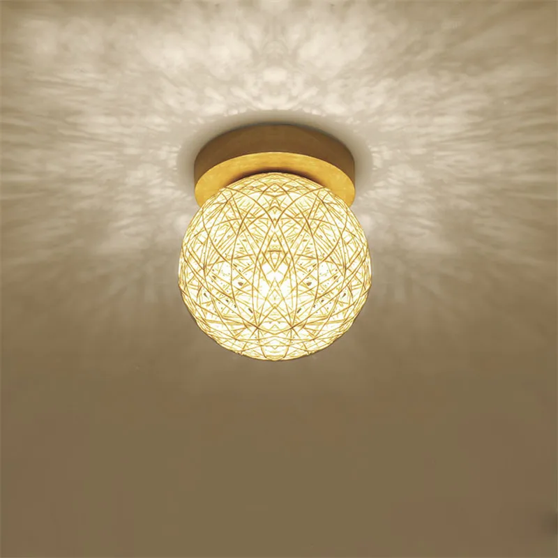 

Nordic Rattan Ball Ceiling Lamp Modern Simple Loft Aisle Restaurant Bar Room Night Ceiling Light Country 15cm 20cm Decor Lustre