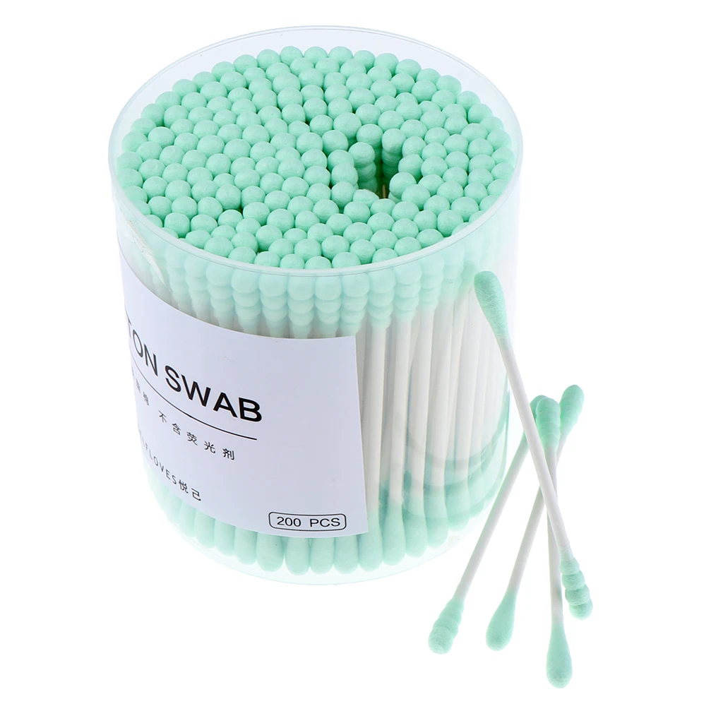 200 Pieces Tight Double Head Buds Makeup Remover Cotton Swab Ear Cleaning Tools Wooden Handle Double cotton heads