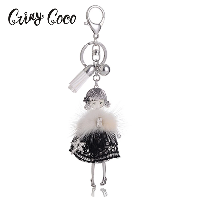 

Trendy Human Pattern Key Chains Hang Bag Lovely Hairball Women Accessories Lady Metal Enamel Zinc Alloy Key Chain Creative Tide