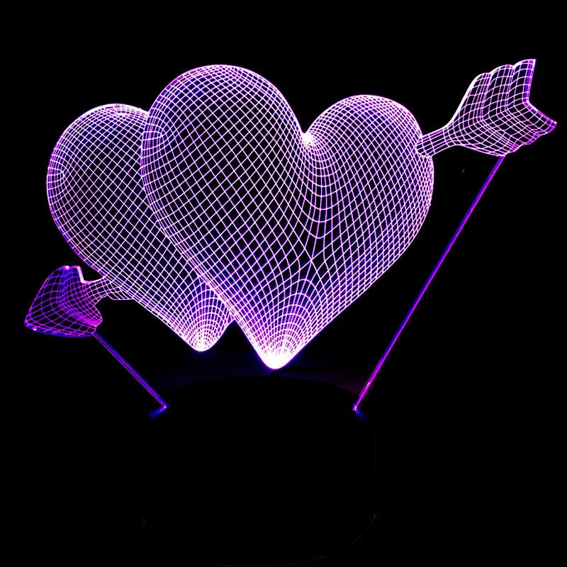 Подарок для девушки 3D лампа с голограммой 7 цветов USB акриловые лампы на годовщину