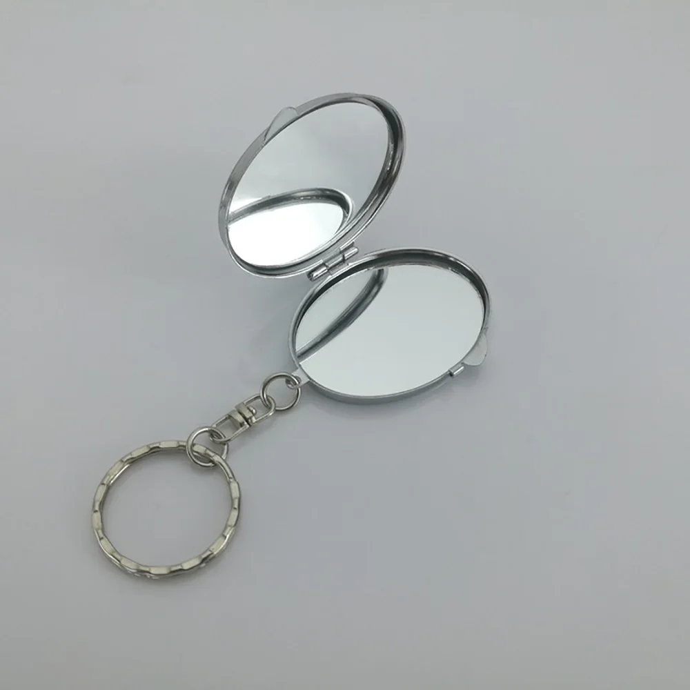 Дорожный мини портативный складной компактный карманный двухсторонний косметический зеркальный брелок металлический пользовательский кулон один двойной простой переключатель - Цвет: quality round