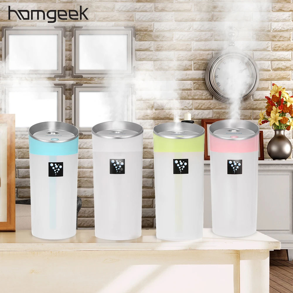 

Homgeek 300ML Portable USB Air Humidifier 2 Mist Modes Mini Essential Oil Aroma Diffuser Mist Maker for Home Office