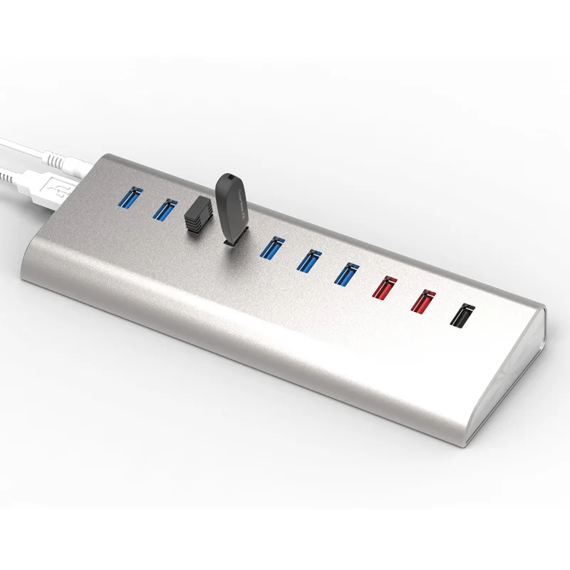 

7ports USB3.0 hub with power supply+2*1A charge port+ 1*QC2.0 with usb extension support 6Tb HDD