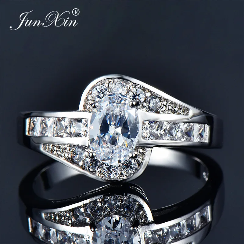 8 цветов Кристалл женский КАМЕНЬ Перидот кольцо Мода 925 серебро винтажные свадебные кольца синий зеленый красный фиолетовый Кольца для женщин - Цвет основного камня: White