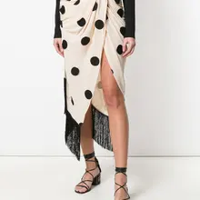 T stage волнистая вышивка ассиметричное, неправильной формы открытый вилка набор кисточек ягодицы overskirt Полька покрывало в горошек юбка