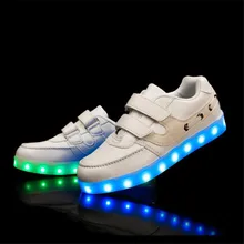 Size25-37 2017 случайные дети кроссовки USB зарядки дети СВЕТОДИОДНЫЕ светящиеся shoes мальчики девочки телевизор с красочными мигалками кроссовки