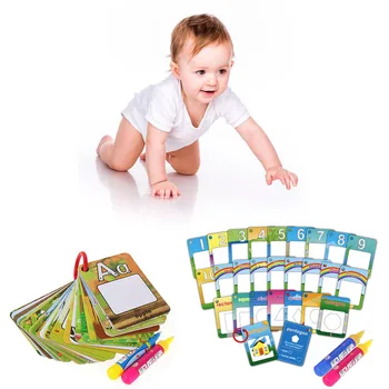 

Kids 26PCS Reusable Cartoon Magic Water Painting Cards Drawing Doodle Book with 2PCS Pen with 1PCS Buckle Coloring Graffiti Toy