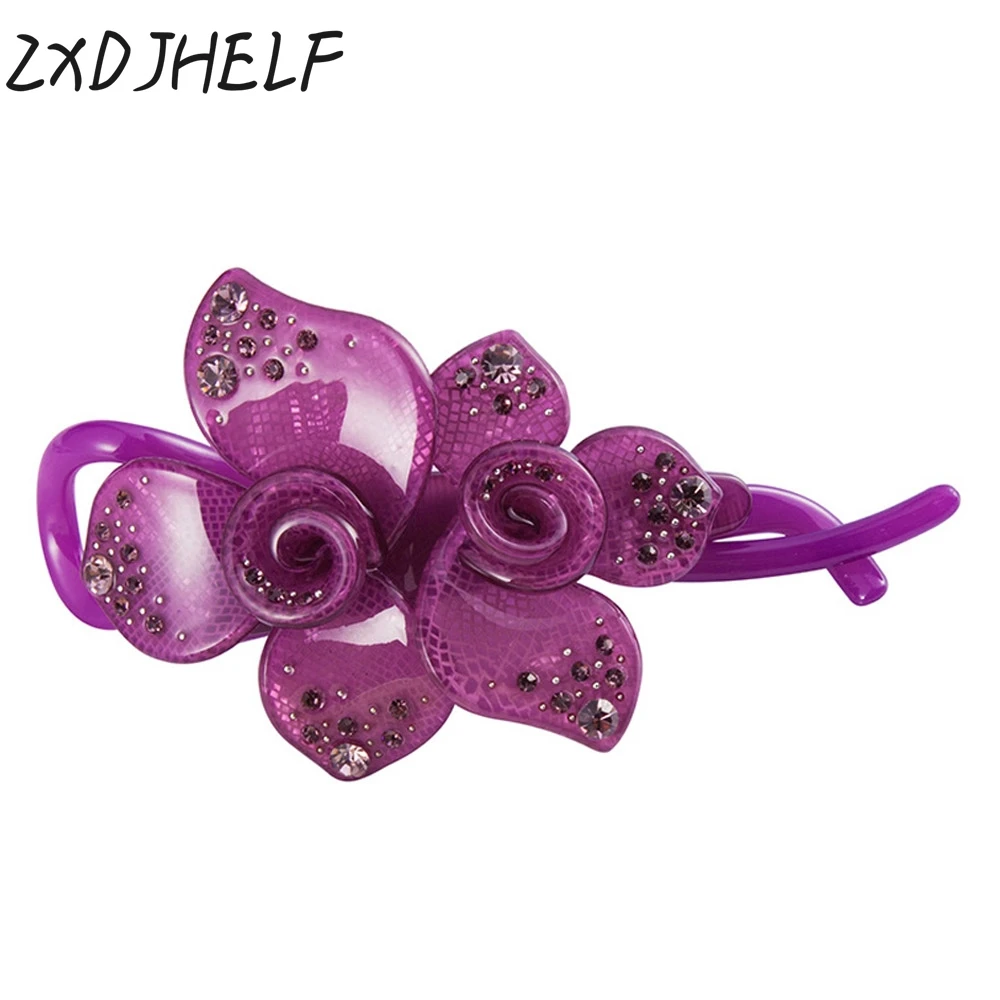 

ZXDJHELF Fashion Women Crab Hair Claw Clip Girls Colorful Acrylic Hairpins Shiny Crystal Barrettes Ornament For Women Gifts F108