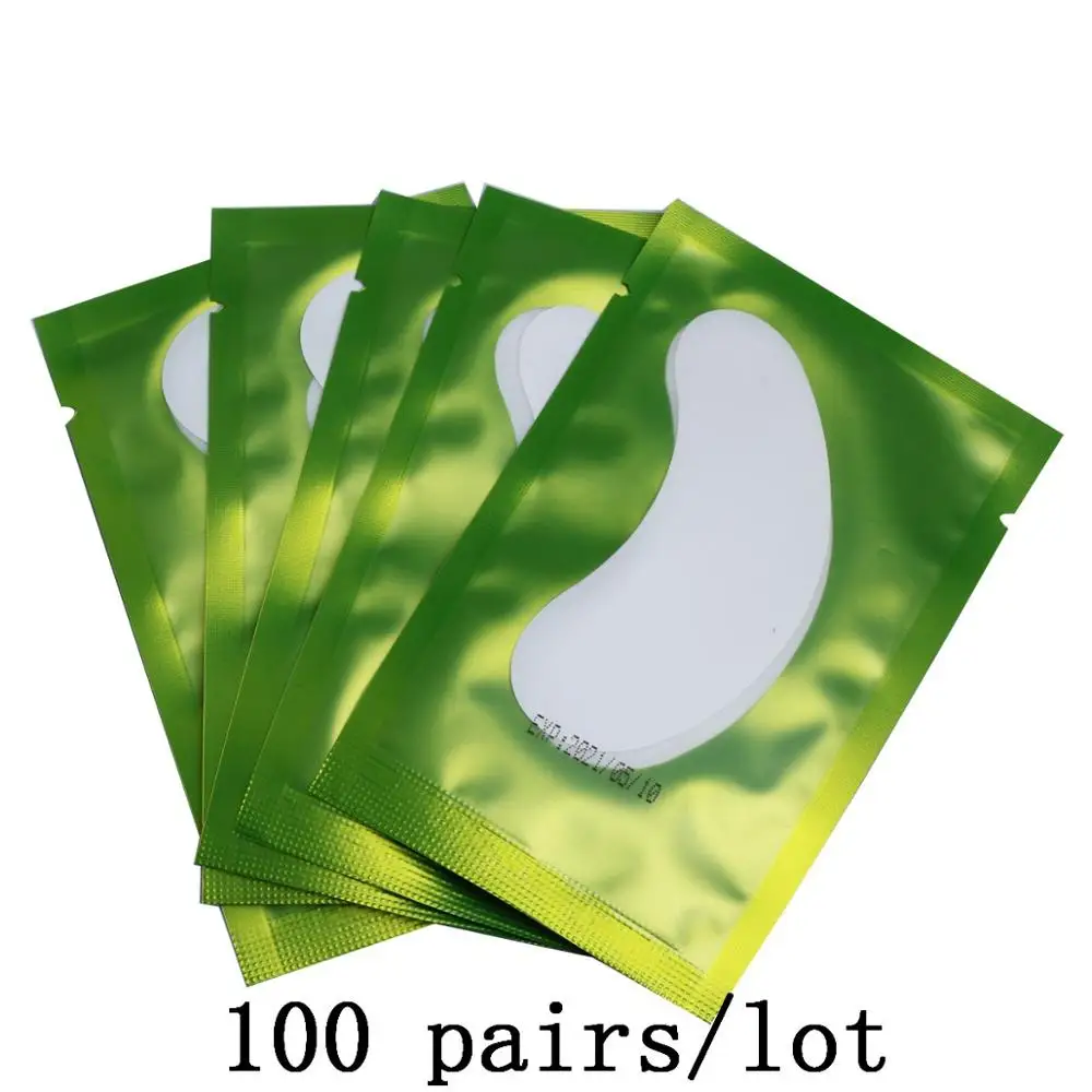 Green 100 Профессиональный, 50 шт в наборе, Для женщин Полезная насадка для ресниц наращивание ресниц маски Eyepads глаз расширений гель набор патчей 25 W/75 W/50/100/200 пар, подушечки для глаз - Цвет: Green 100