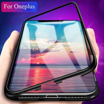 

Magneto Magnetic Adsorption metal cases for oneplus 6T case luxury tempered glass cover for one plus 6 / 1+6