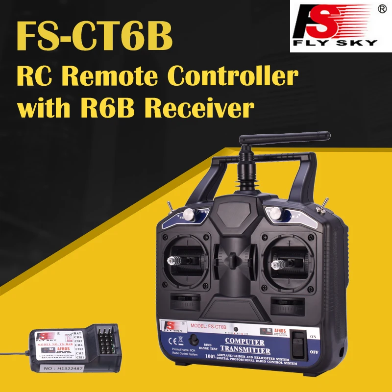 

FlySky FS-CT6B FS CT6B 2.4G 6CH Radio Set System ( TX FS-CT6B + RX FS-R6B) RC 6CH Transmitter + 6CH Receiver