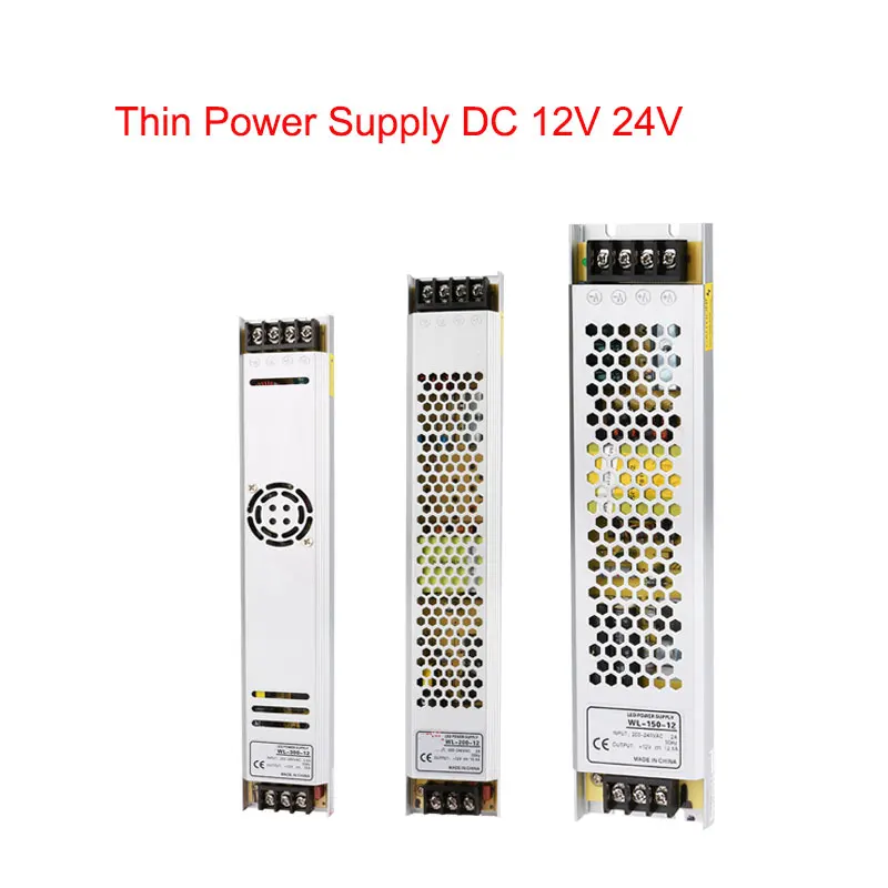 

Ultra Thin LED Switch Power Supply DC 12V25A 24V10A Lighting DC Transformers 150W 200W 300W AC190-240V Led Driver For LED Strips