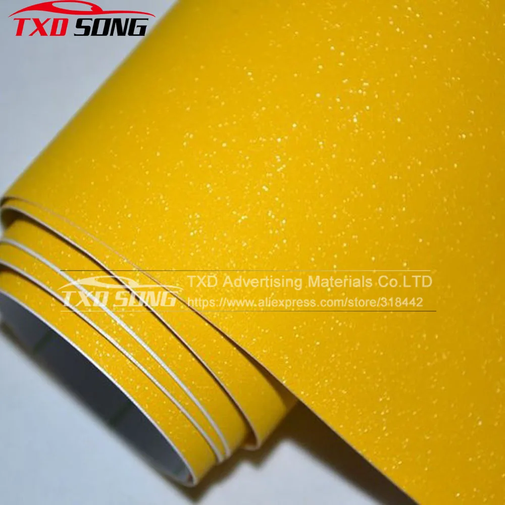 Car Styling Glitter Diamond Vinyl Films Wrap Matte Yellow Sanding Car