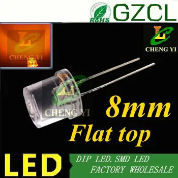 

Orange Flat top 8mm led 600-610nm wide view angle light emitting diode for led lamp(CE&Rosh)