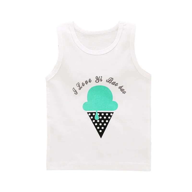 2 PCSLot Cartoon Baby Kids T-Shirt Sleeveless Print T-shirt For Boys Girls Children Clothing Fashion Boys Tops Girls Clothing (4)