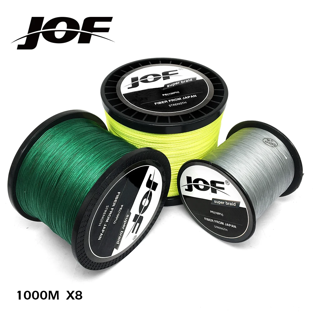 JOF مضفر خط الصيد 8 السواحل 1000 متر المياه المالحة الصيد الحبل ينها multifilamento 8 الصيد