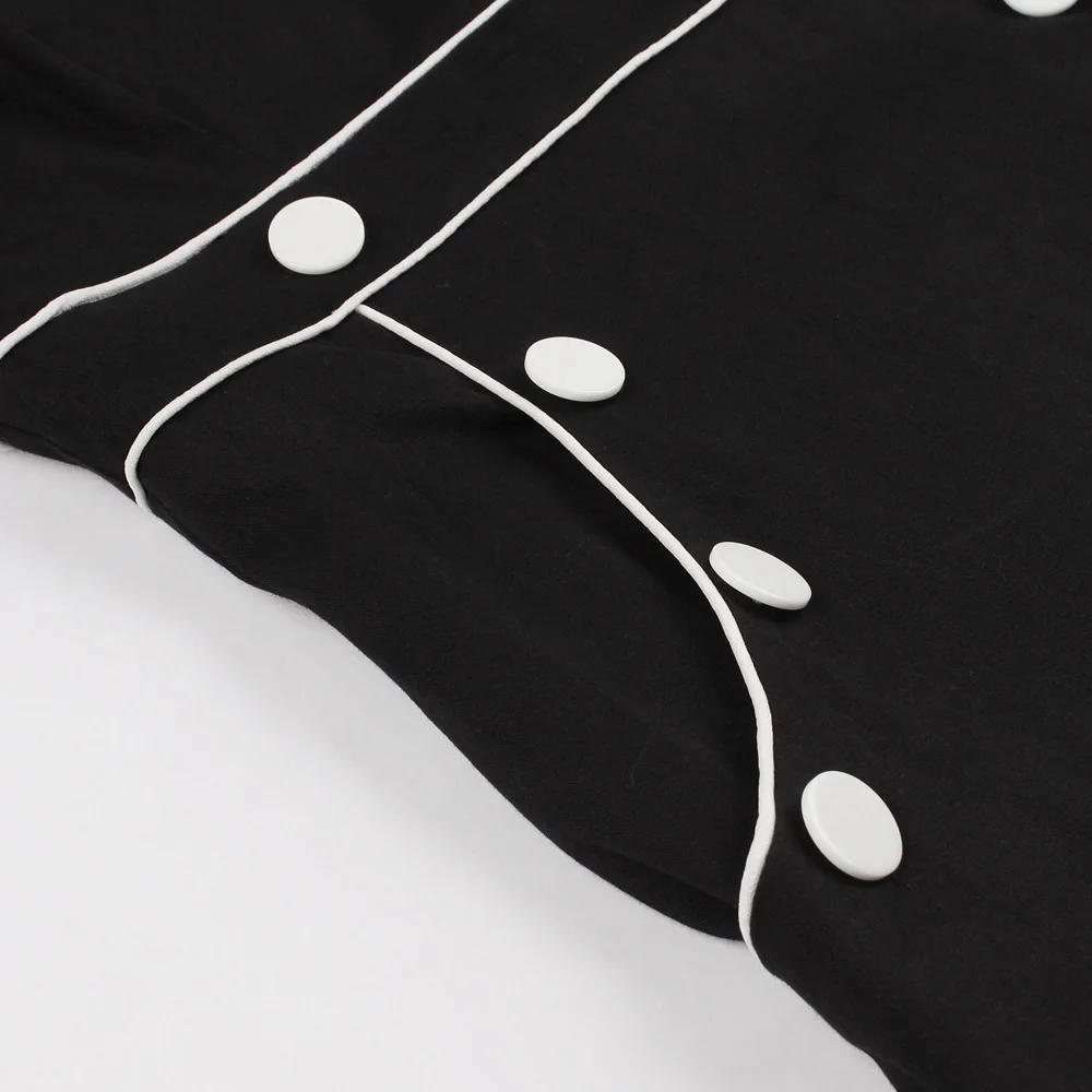 Joineles плюс размер однотонное Черное женское ретро платье с v-образным Вырезом С Короткими Рукавами Летняя с высокой талией винтажное платье 50s 60s вечерние платья 4XL