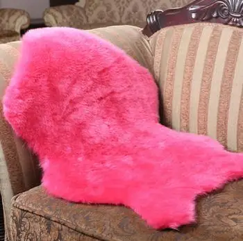 

new free shipping Soft Carpet faux fur Sheepskin Chair Cover Seat Pad Hairy Plain Skin Fur Rugs Bedroom carpet Mat pink