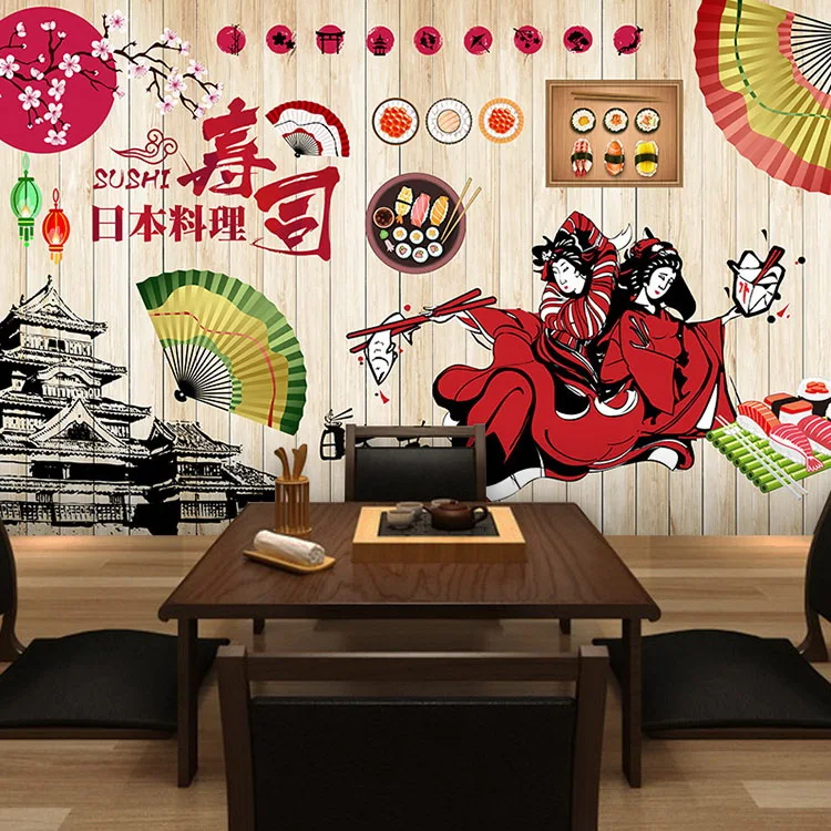 Индивидуальные обои в японском стиле укиё э для ресторана суши|style wallpaper|restaurant