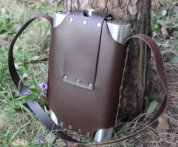 

1PC Large Capacity 64oz 304 Stainless steel PU Leather Hip Flask Faux Leather Wrapped Flagon Wine Pot Keep Warm JZ 1115