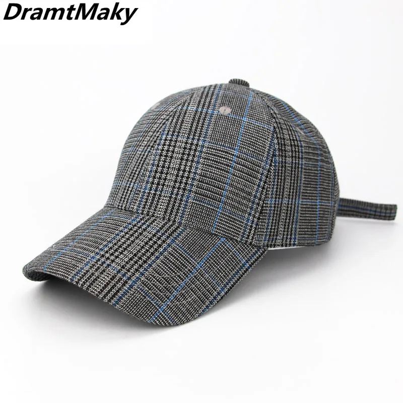 checkered baseball cap