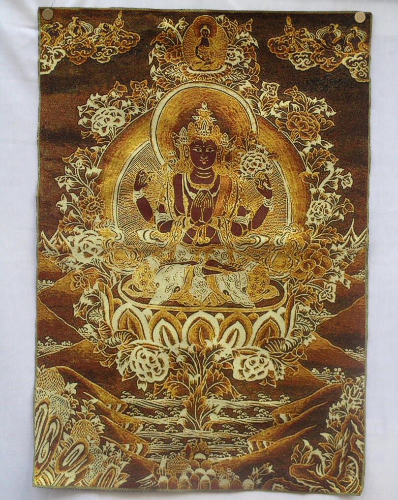 

Collectible Traditional Tibetan Buddhism in Nepal Thangka of Buddha paintings ,Big size Buddhism silk brocade painting p002527