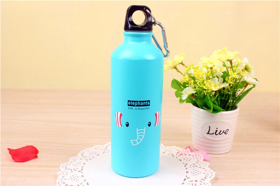 500 ML Cute Kids Drink Bottle Portable Stainless Steel Water Bottles Bpa Free For Kids Outdoor Travel With Hook Lid Sport Bottle