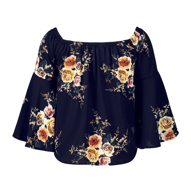 Gladiolus Off Shoulder Summer Blouse Women Flare Sleeve Floral Print Loose Shirt Women 2019 Spring Sexy Womens Tops And Blouses (24)