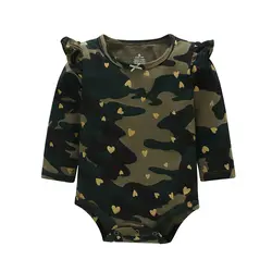 Демисезонный Одежда для маленьких девочек; Одежда для новорожденных с длинными рукавами хлопковый комбинезон в горошек Детские