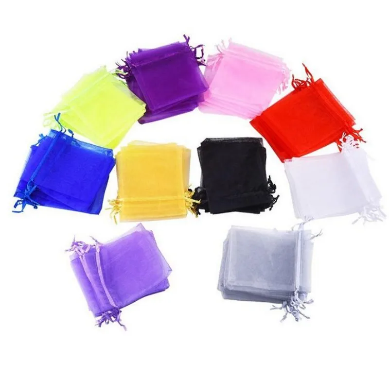 

Kwoi Vita Wholesale 100pcs Colorful Color Jewelry Gift Pouch Bag Organza bags with Drawstring Wedding Suppliers 5x7cm