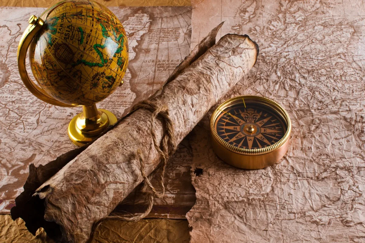 

artwork globe map compass scrolls PDM194 wall art canvas fabric poster custom print room decor home decoration (frame available)