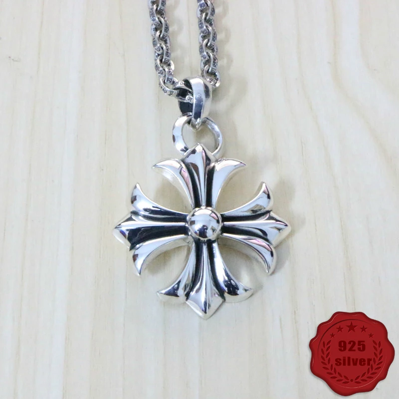 

925 sterling silver pendant personalized fashion retro punk style engraving cross styling domineering jewelry tag new hot sale