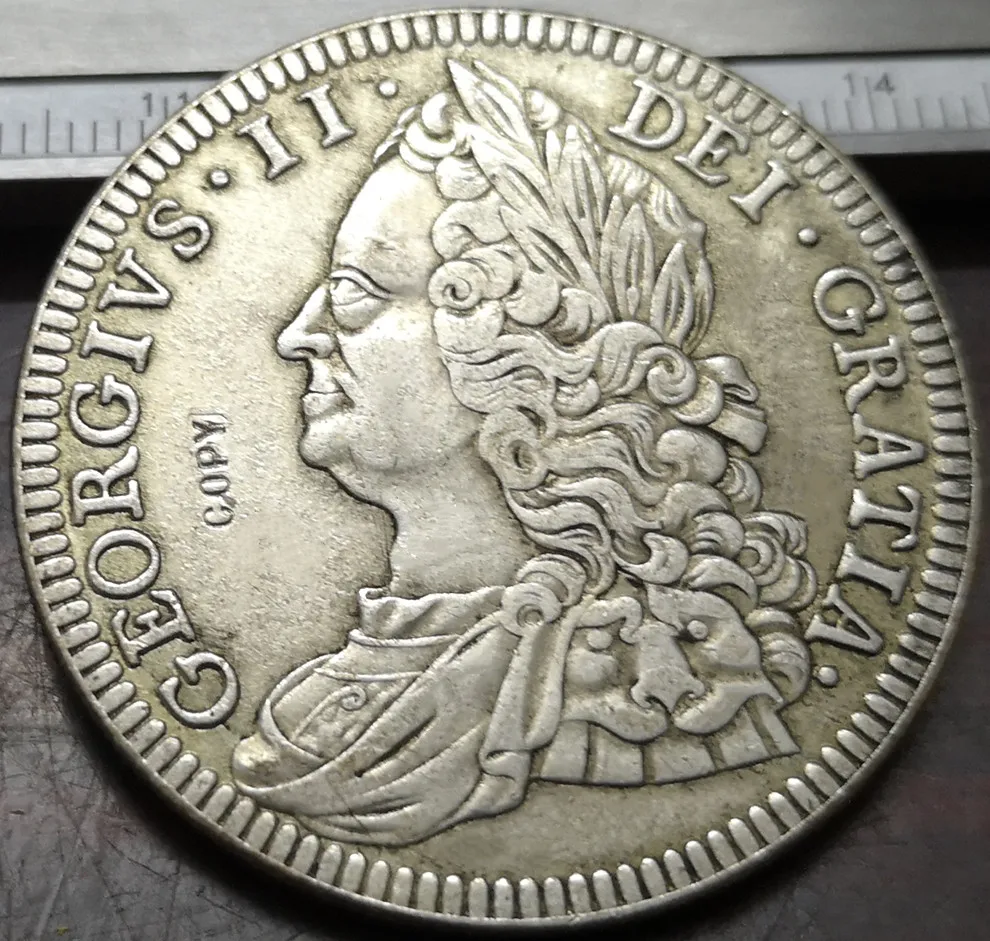 1746 Великобритания 1 Корона-Джордж II посеребренные имитация монеты