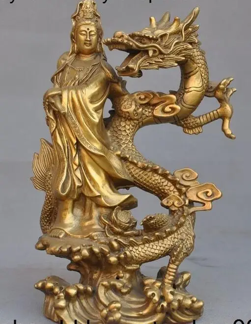 Chinese buddhism Temple pure Brass Stand dragon kwan yin GuanYin buddha ...