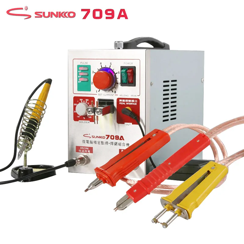 

SUNKKO 709A Battery Spot Welder LED Light Precision Pulse Spot Welding Machine 1.9KW For 18650 Lithium Battery Pack Connection
