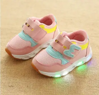 

High Quality All Season Children Casual Shoes LED Lighted Breathable Kids Sneaker Glowing Shinning Baby Girls Shoe