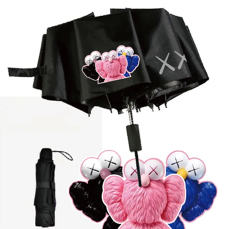 

OriginalFake KAWS Sesame Street ELMO Manual Control Sunscreen Triple Folding Umbrella No Black Coating Portable Umbrella X1218
