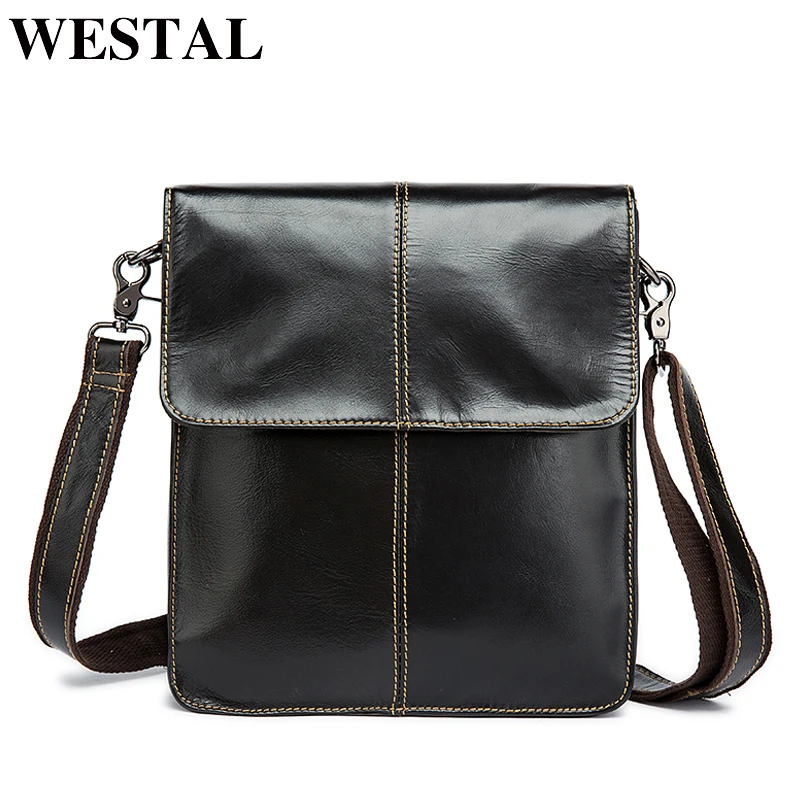 WESTAL Messenger Bag Men's Shoulder bags Genuine Leather Small flap male man Crossbody bag for Mess - 32736738710