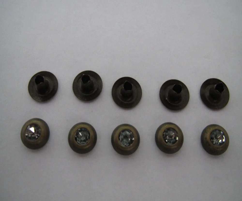 

Free shipping rhinestone brass rivet 8mm size plating antique brass color jeans coat and cloth rivet 100set