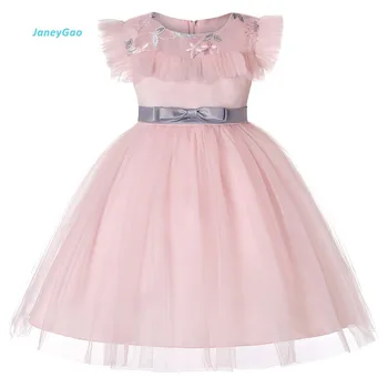 

JaneyGao Flower Girl Dresses For Wedding Party Girl Performance Gown Elegant Pink With Bow Children Formal Dresses Birthday Gift
