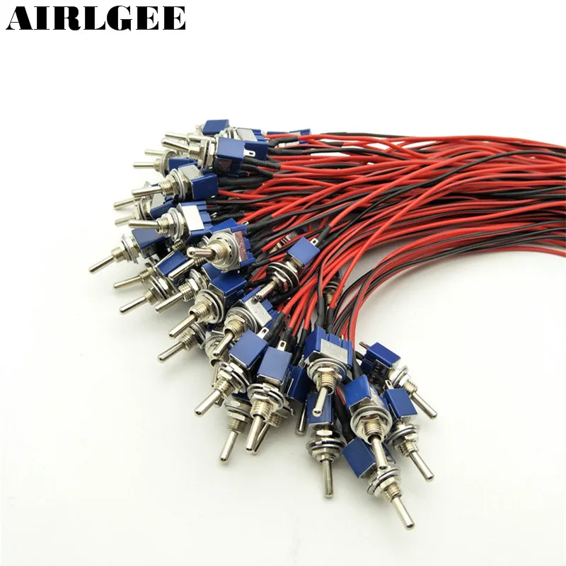 50pcs MTS-102 On/On SPDT 3 Terminals Motorcycle Wired Latching Toggle Switch With Cable AC 125V/6A 50pcs lot fr9220 200v 3 6a