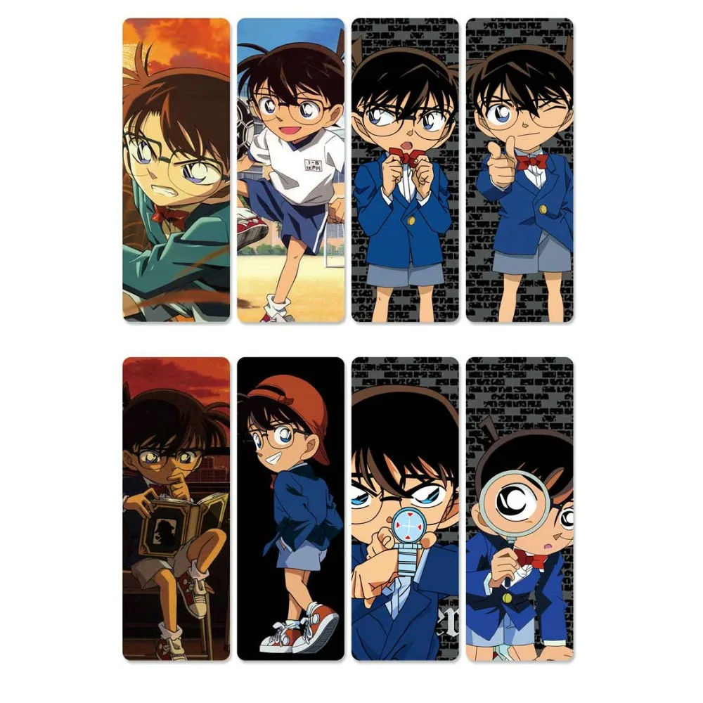 

8pcs Detective Conan Anime Bookmarks Waterproof Transparent PVC Plastic Bookmark Beautiful Book Marks Gift