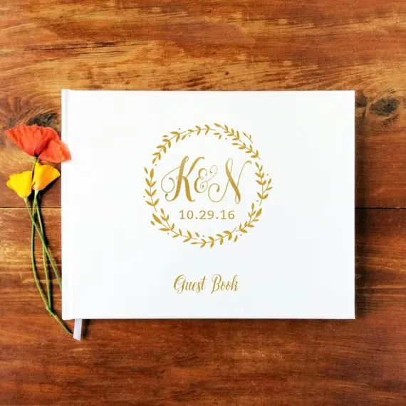 personalize-wreath-Gold-Foil-Unique-Wedding-Guest-Books-guestbook-Alternative-Wedding-scrap-book-with-Name-and (2)