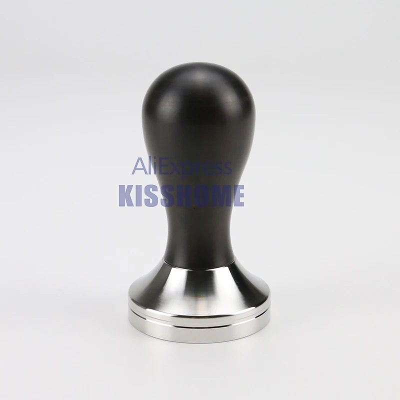 Kaufen 41 49 51 53 57 57,5 8 58,35mm Holz Griff Kaffee Tamper pulver Hammer Edelstahl Basis Barista Espresso Tampers